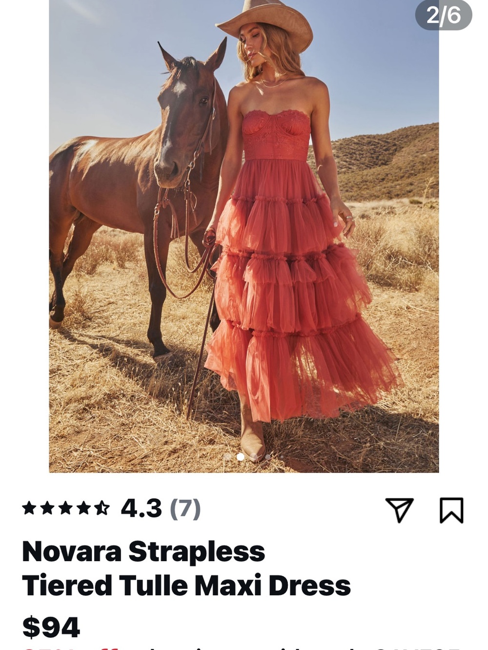 Vici Novara Strapless Tiered Tulle Maxi Dress — Coral Sz Large